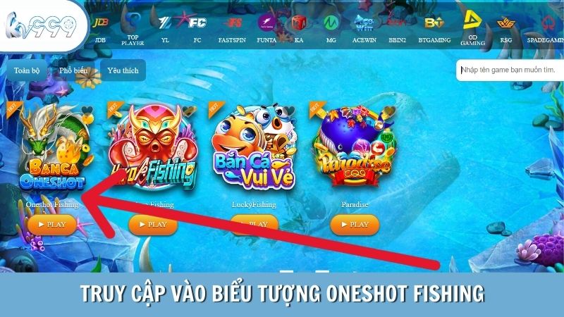 Truy cập vào biểu tượng Oneshot Fishing